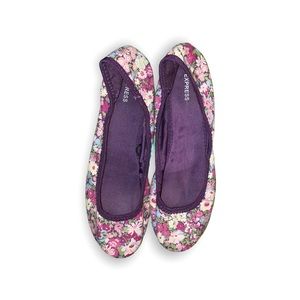 Express Purple Floral Flats